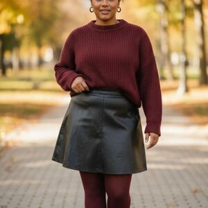 The Limited High-Waisted Skirt Womens 16 Cyber Grunge A-line Black Vegan Leather